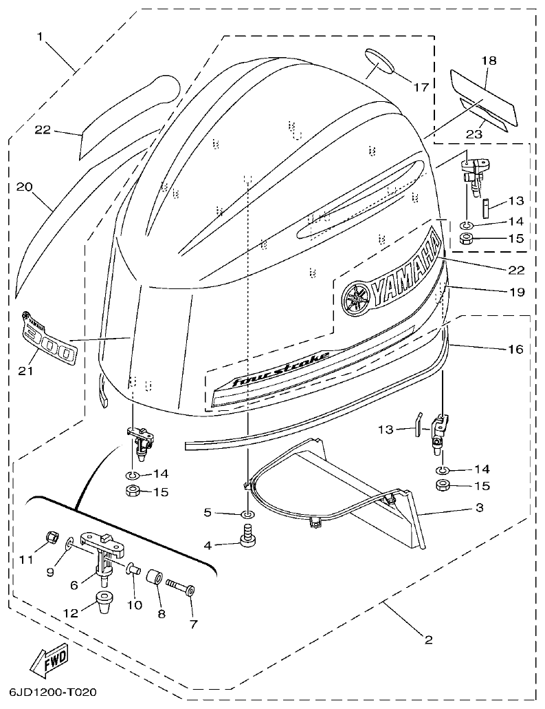 Yamaha F300DET, FL300DET TOP COWLING parts diagram